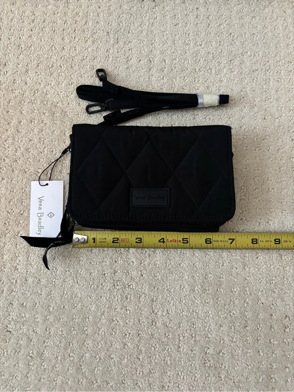 Vera Bradley Ultralight RFID 3-in-1 Black Quilted Convertible Wristlet Crossbody - Picture 2 of 10